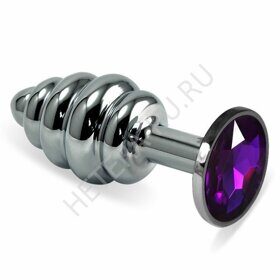 Анальная втулка серебряная с фиолетовым кристаллом